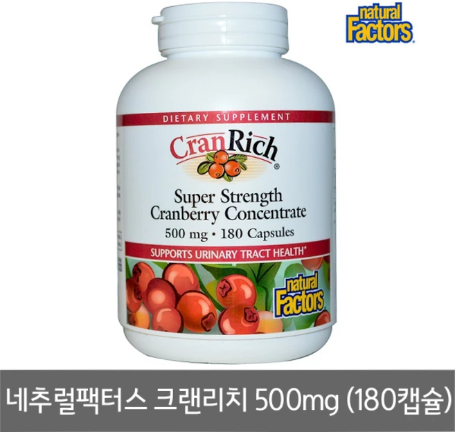 네추럴팩터스 크랜리치500mg 180캡슐, 1개, 180정 - 쿠팡