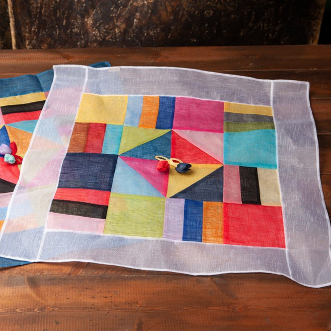 하율공방 고급 모시 전통 조각보 사각 밥상보, 1개