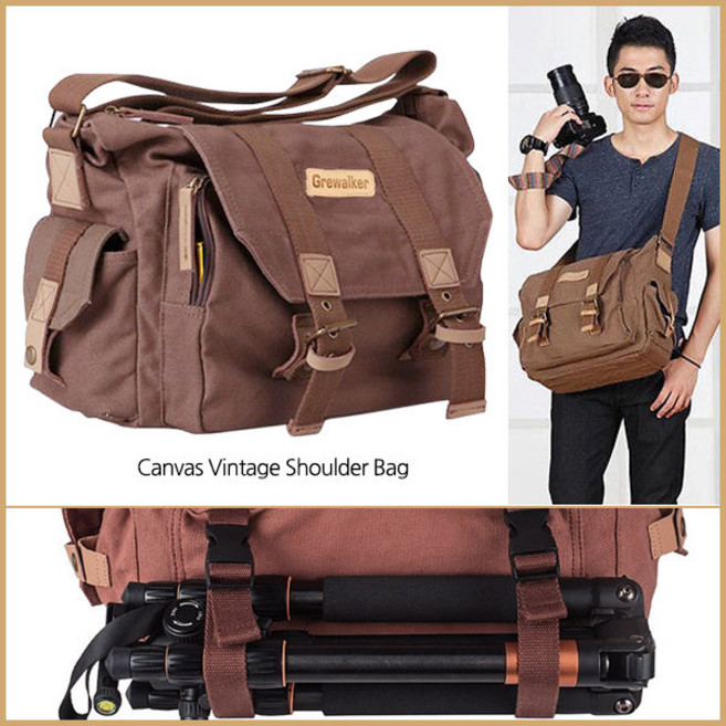 [코차] 카메라가방 크로스백 숄더백 쿠션칸막이 DSLR 실사 [당일출고/국내발송], 제품선택:선택2 베이직 카메라 숄더백(브라운), 1개