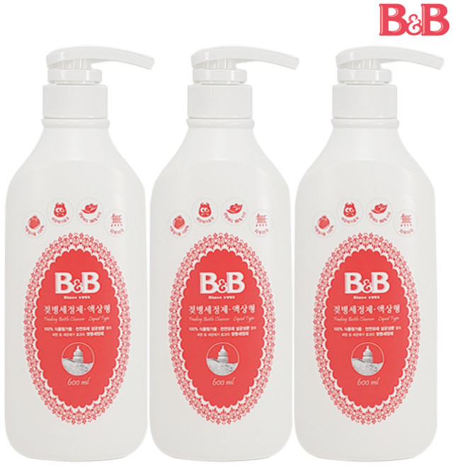 비앤비 젖병세정제 액상형(용기), 600ml, 3개