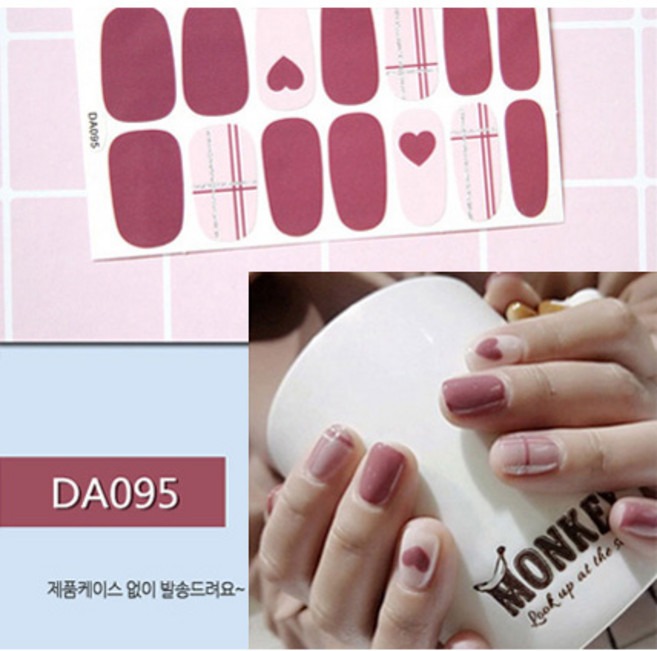민스리빙 젤 네일스티커 붙이는 네일패치 페디 큐어 DA, 1개, DA095
