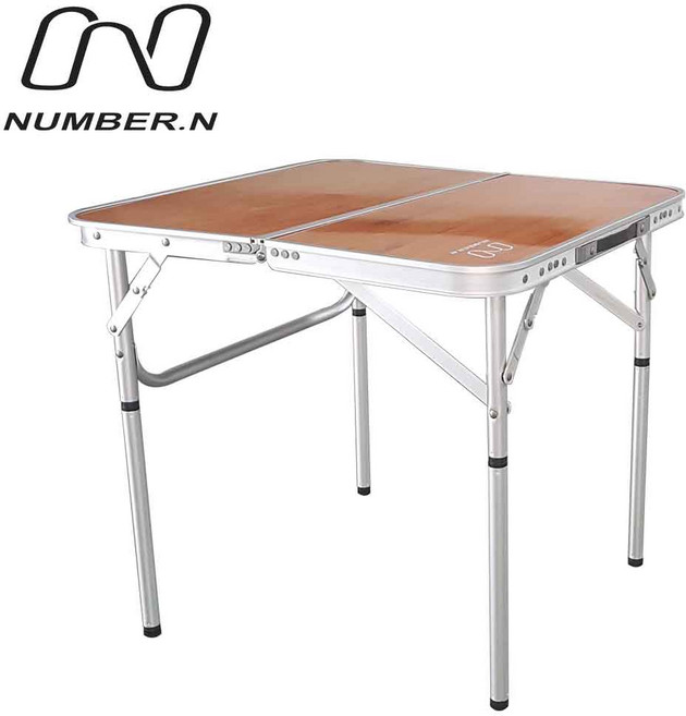 1+1 넘버엔 슬림 2폴딩 테이블 / 캠핑 접이식 차박 피크닉 휴대용 탁자 식탁 야외, 우드 무늬