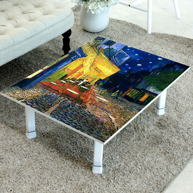 디에스리빙 액자테이블 밥상 4단높이조절 S 600x400, 고흐 카페테라스