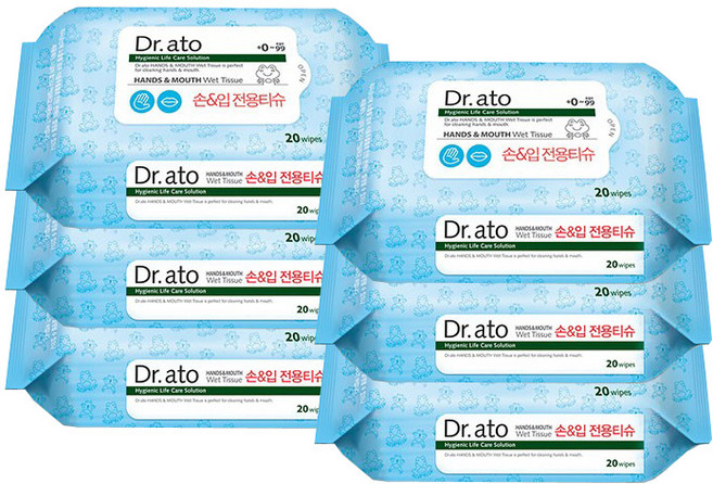 닥터아토 손 & 입 전용티슈 휴대형 60평량, 60g, 20개입, 6개