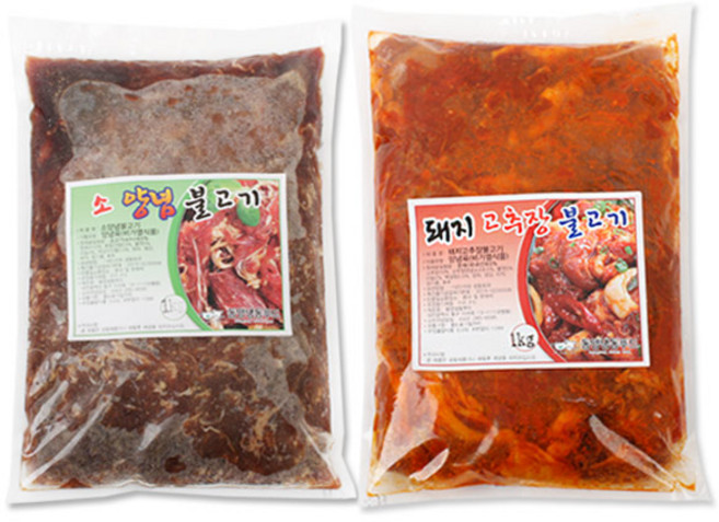 벅스웨이 호주산 소양념불고기 1kg+국내산 돼지고추장불고기 1kg (총2kg), 1세트, 2kg