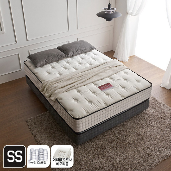 장인가구 아임 온도둔감형 메모리폼 독립스프링 매트리스 호텔식세트SS, 아이보리, 570mm