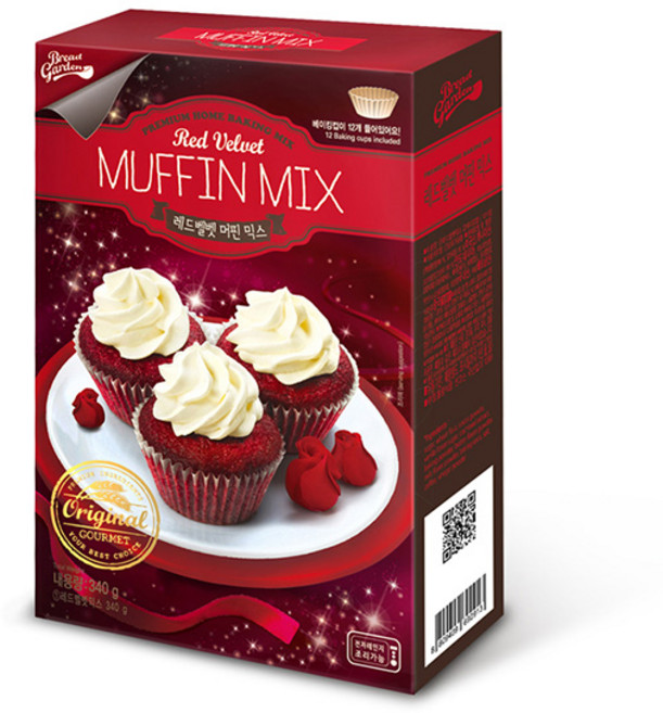 브레드가든 레드벨벳 머핀믹스, 340g, 8개