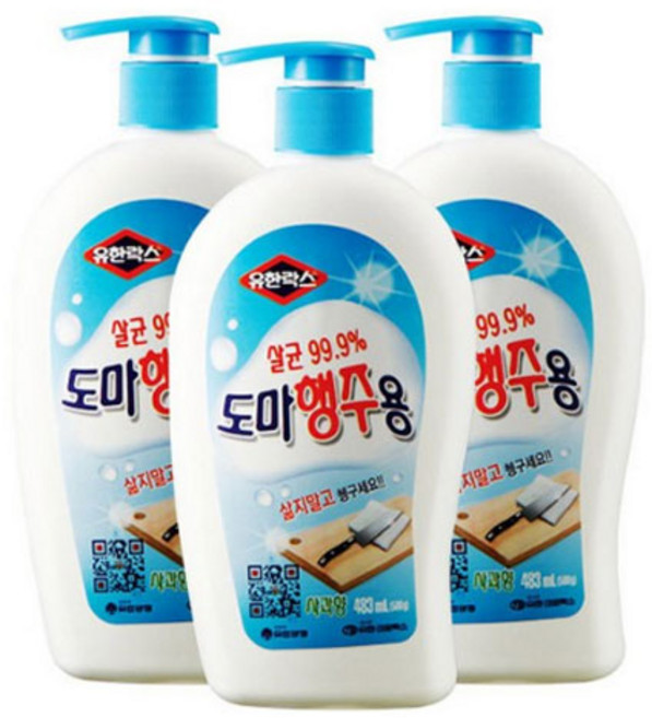 유한락스 도마행주용 세제, 500ml, 3개