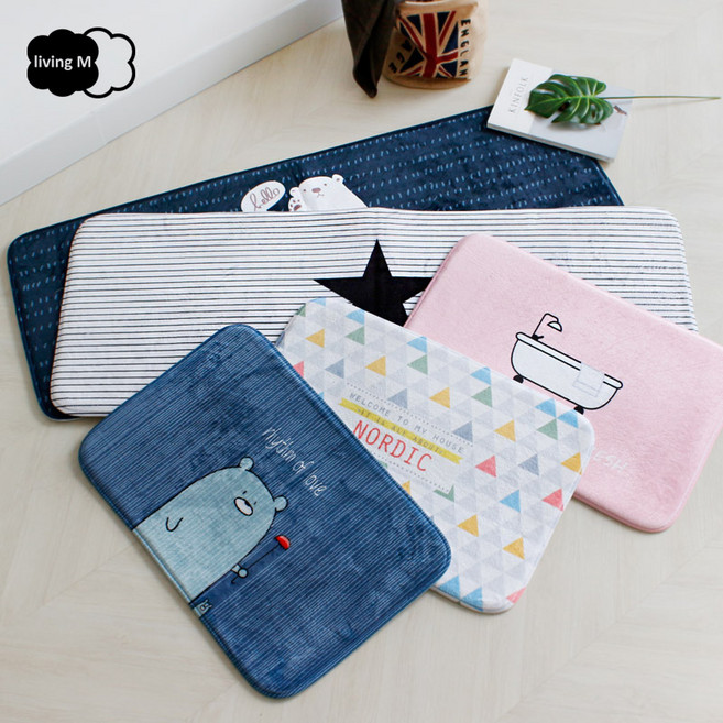 리빙엠 극세사발매트/주방매트/욕실매트/현관매트, B극세사롱매트(120x45)