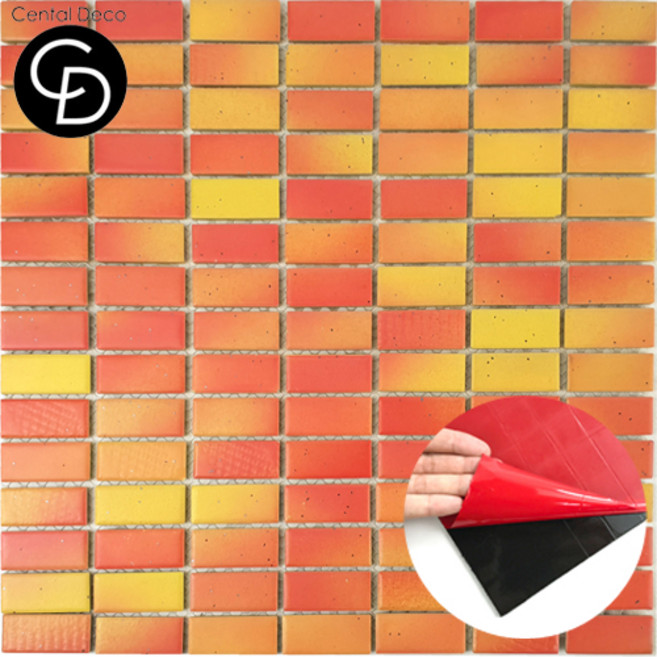 중앙데코 직사각모자이크타일 285*300 애플망고믹스 무광(스티커형 접착식), 1개