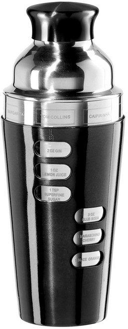 Oggi 스테인리스 스틸 칵테일 셰이커 8 레시피 700ml, Black, 1개