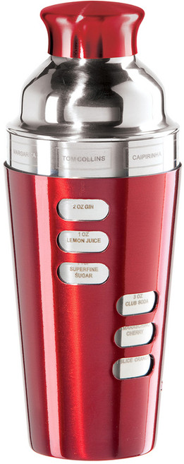 Oggi 스테인리스 스틸 칵테일 셰이커 8 레시피 700ml, Red, 1개