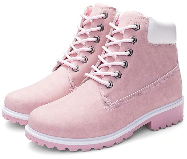 드림팡 여성 플랫 워커 부츠 털워커 낮은굽