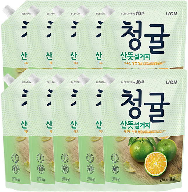 참그린 청귤 주방세제리필1kg, 40개