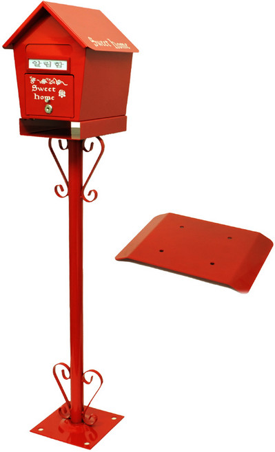 데코스토리 스위트홈 스탠드우체통 펜션우체통 정원장식 우편함 철재 우편함 국내제작 이동가능설치, 레드