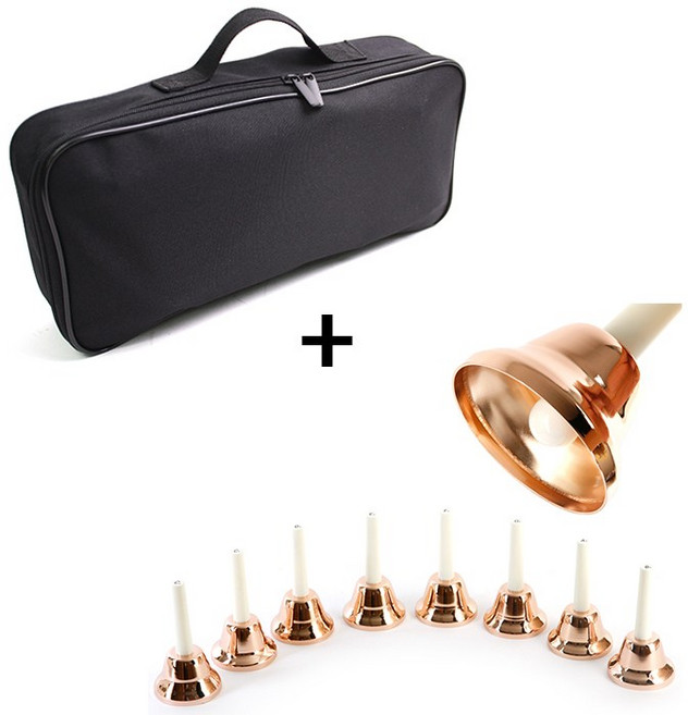 리베라 8음 골드 핸드벨 HBL-08B ＋ BUZZ 핸드벨 가방 8음 전용 BU-HBAG 세트, 1개