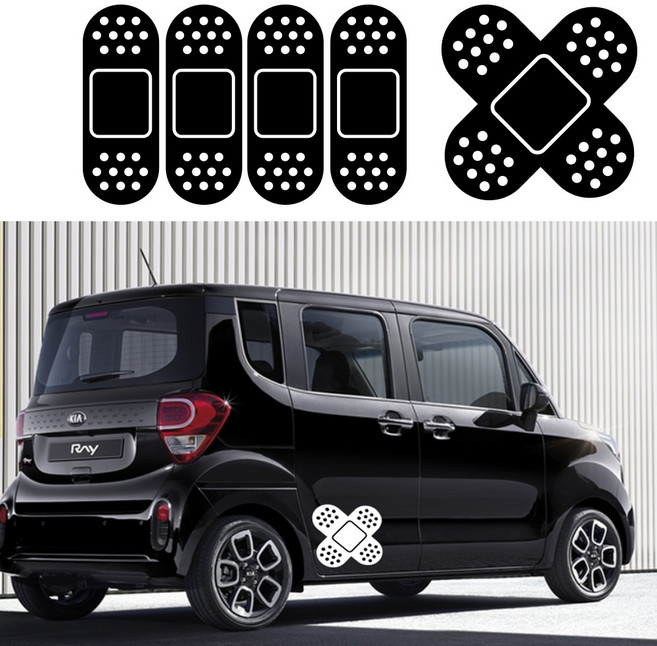 반창고스티커 자동차 차량용 밴드 데칼 스티커, 08.X반창고大(1개), 메탈실버