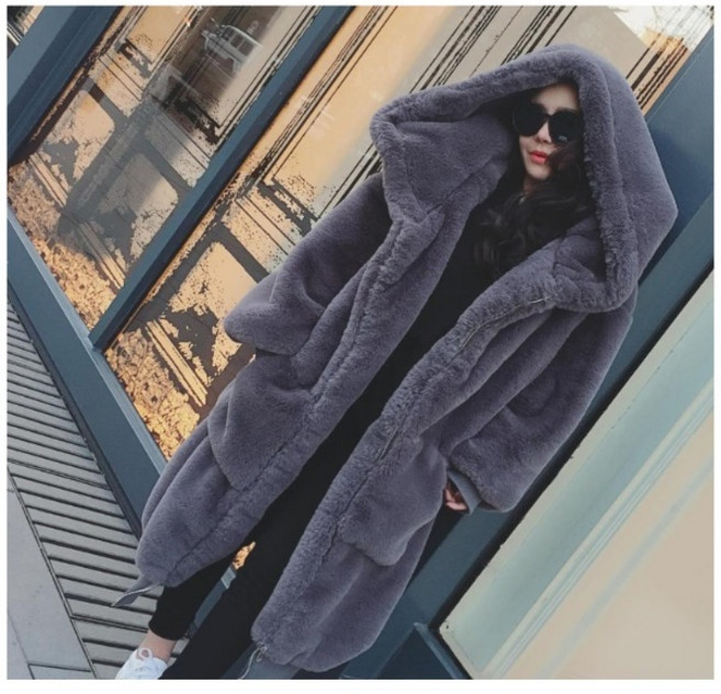 cade konty빨강여우 포근한 겨울 토끼털 롱 후드 퍼 모피코트 bm066 cade konty