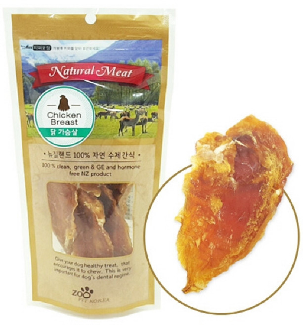 쥬펫 뉴질랜드 100%자연수제간식 닭가슴살 80g, 1개