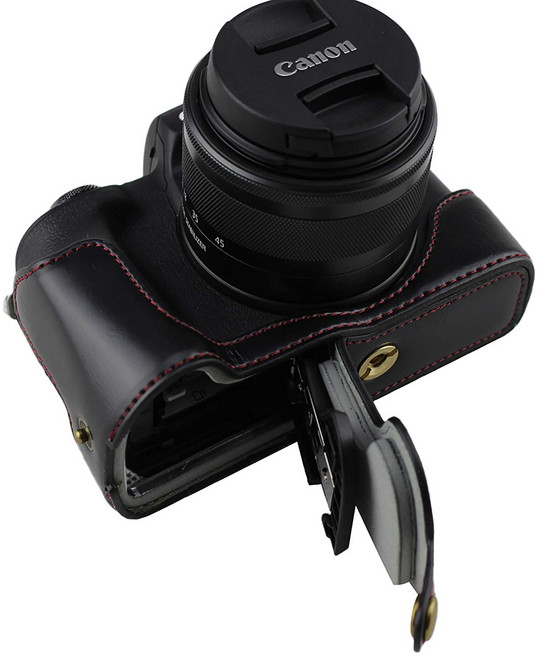 캐논 EOS M50 전용케이스 블랙 가죽케이스 속사케이스, 1개