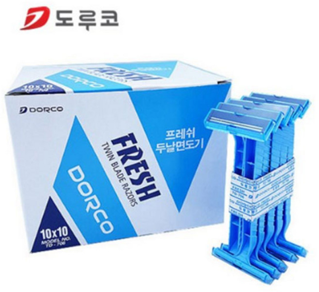 도루코 프레쉬 2중날 일회용 면도기, 100개입, 1개
