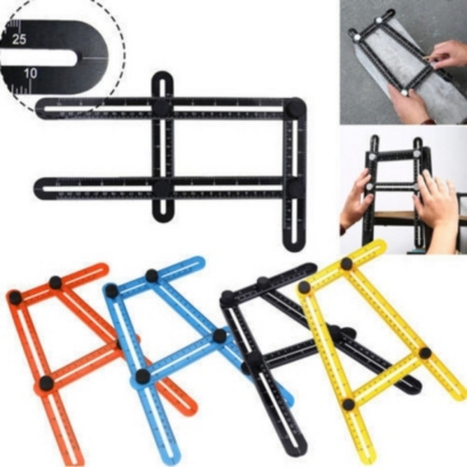 4-SIDE 만능자 앵글라이저 각도기 양면눈금자 블루, 1개