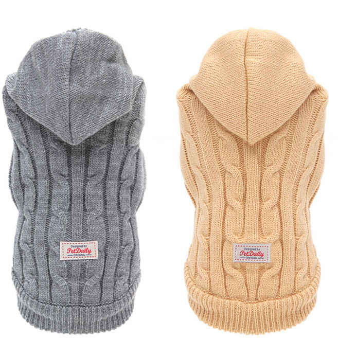 펫데일리 반려동물 후드 니트, 베이지, 1개