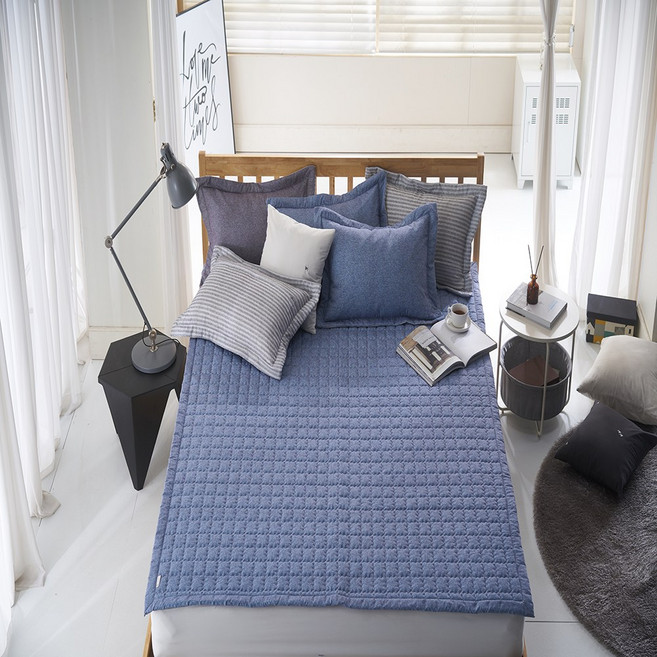 나나스베딩 조아 나노화이바 알러지케어 차렵이불세트 침대패드 SS Q, 블루