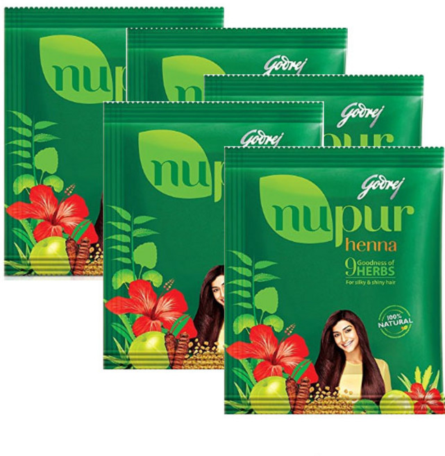 인도 누푸르 천연 헤나 멘디 400gx5팩 Godrej Nupur, 5개