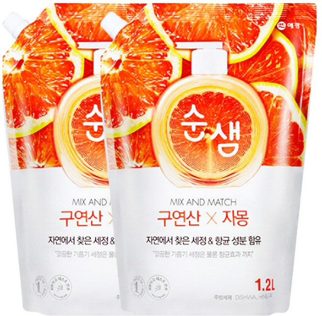 순샘 구연산 자몽 주방세제 리필, 1.2L, 1개