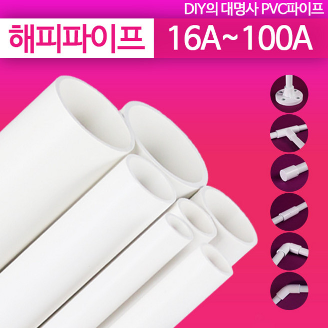 해피파이프(자체제작) PVC파이프 KS인증 VG1 16A~100A, 1개