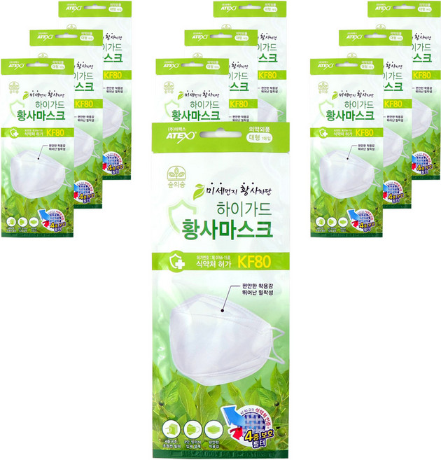 아텍스 숲의숨 하이가드 황사마스크 대형 KF80 10개입, 10개