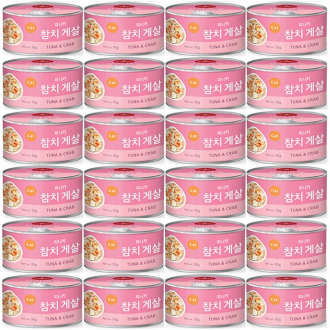 피니키 강아지 캔 간식, 참치 + 게살 혼합맛, 95g, 24개