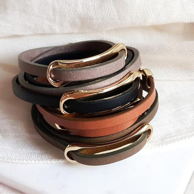 바이진주리본 째즈라인 2줄 여성 가죽 패션 팔찌