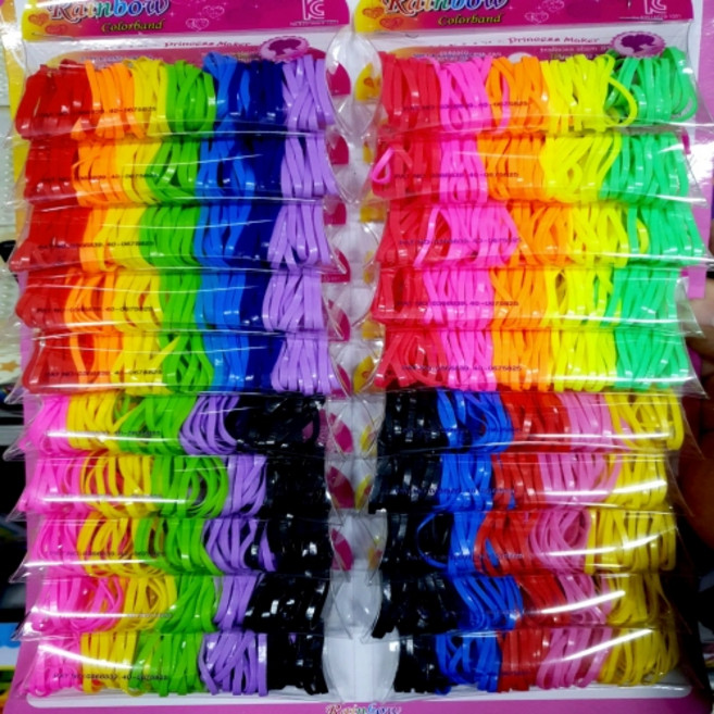 아주문구 1000원레인보우고무 헤어밴드