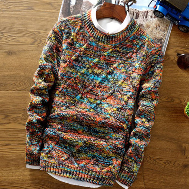 신델 남성 크로스 패턴 라운드넥 스웨터 sg1030