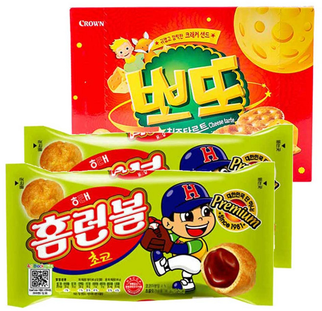 크라운 뽀또 치즈타르트 322gx1개+해태 홈런볼 146gx2개 묶음, 322g, 1세트