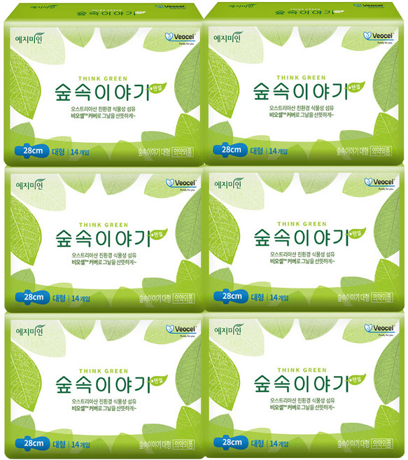 예지미인 숲속이야기 텐셀 대형 생리대, 14개입, 6개