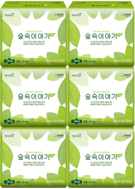 예지미인 [예지미인] 숲속이야기 텐셀 중형 생리대, 16개입, 6개
