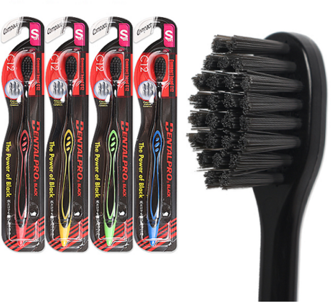 덴탈프로 칫솔 블랙의힘 컴팩트 보통모 C12, 1개, 1개입