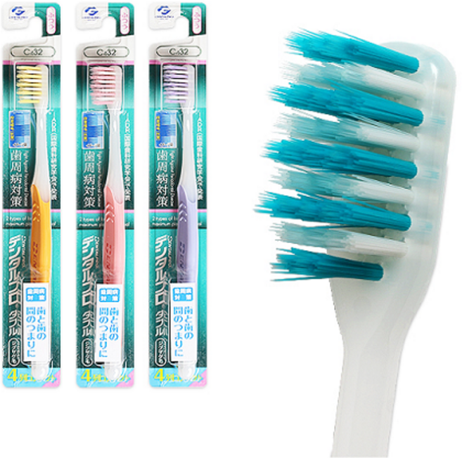 덴탈프로 칫솔 W시리즈 지그재그 4열헤드 보통모(C4 32), 1개, 1개입