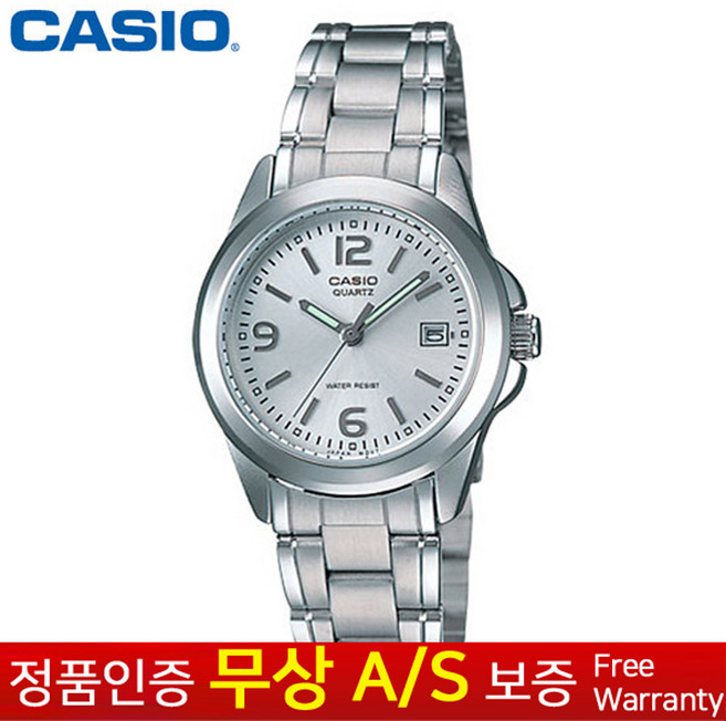 (카시오) CASIO 정품보증 여성 실버메탈 정장 손목시계 LTP-1215A-7A