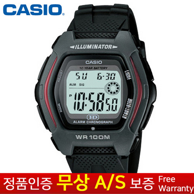 [CASIO 카시오] 정품 무상AS 남성남자아동 블랙우레탄밴드 전자시계 HDD-600-1A