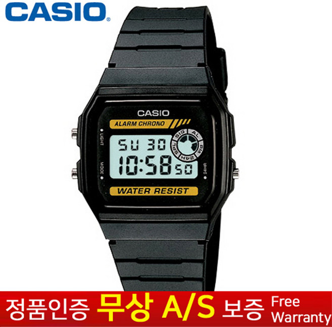 [CASIO 카시오] 정품 무상AS 남성여성아동공용 블랙우레탄밴드 전자시계 F-94WA-9D