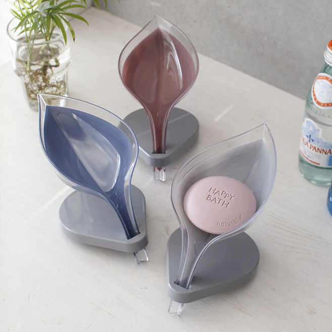 파스텔 나뭇잎 비누받침 - 3color, 그레이, 1개