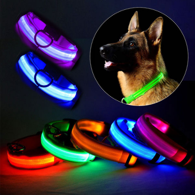 도매창고 LED 강아지 목줄 야광 라이트 산책줄, 핑크, 1개