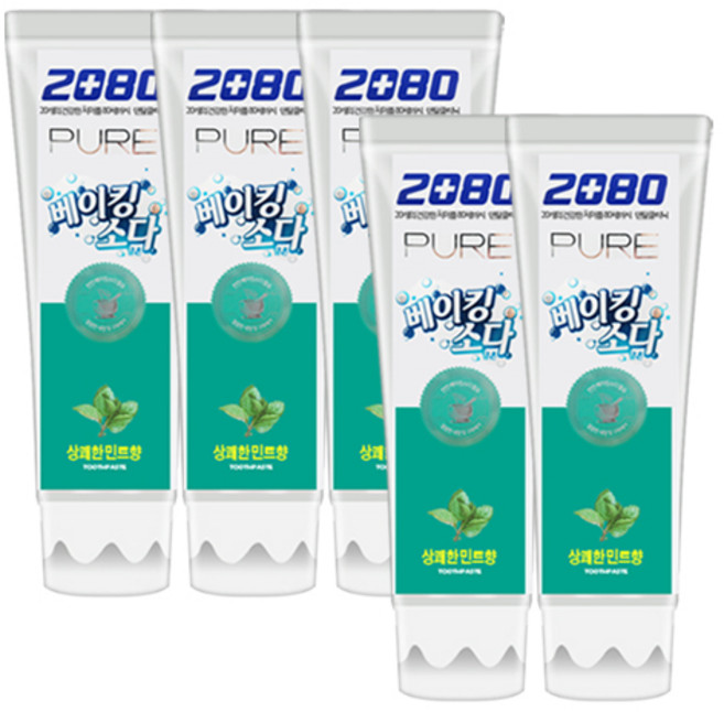 2080 베이킹소다 치약 민트 블라스트 120g, 125g, 5개