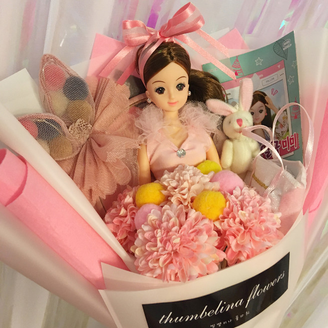 미미인형 꽃다발 악세사리 세트 (졸업식 입학식 수료식 발표회 생일잔치), 레인보우 머리띠, 1개