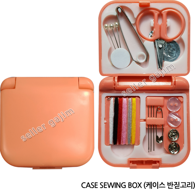윤원상사 케이스 반짇고리 반짓고리 소형 여행용 휴대용 세트 색상랜덤, 1개
