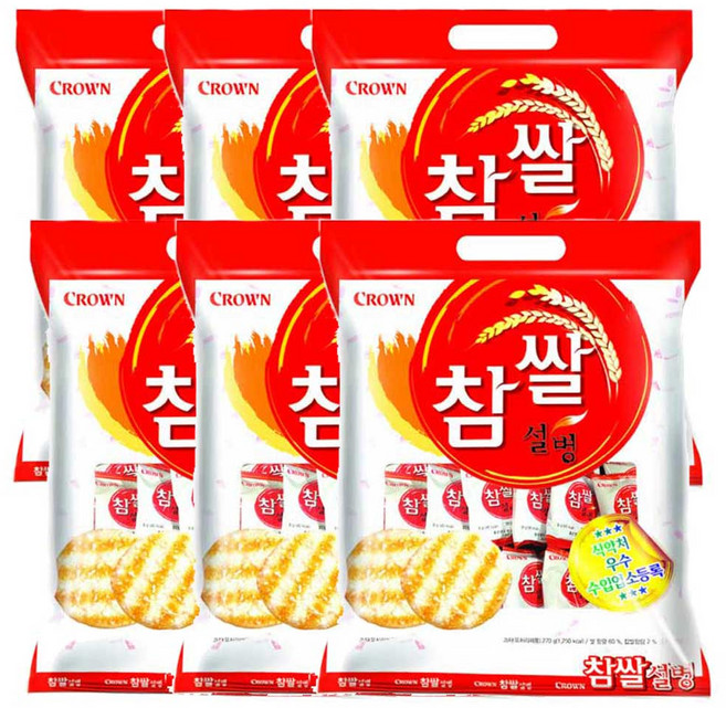 크라운 참쌀설병, 270g, 6개